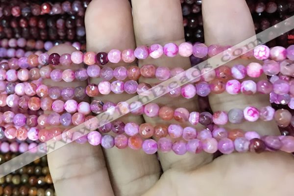 CAA2840 15 inches 4mm faceted round fire crackle agate beads wholesale