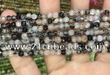 CAA2846 15 inches 4mm faceted round fire crackle agate beads wholesale