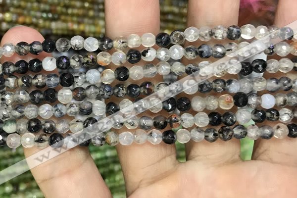 CAA2846 15 inches 4mm faceted round fire crackle agate beads wholesale