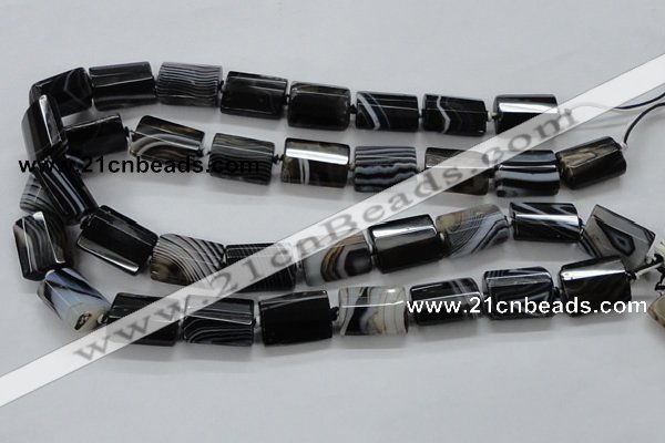 CAA289 15.5 inches 15*20mm faceted cuboid black line agate beads