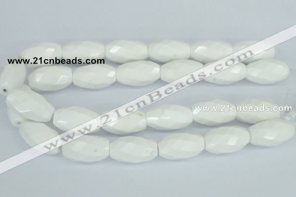 CAA29 15.5 inches 18*30mm faceted rice white agate gemstone beads