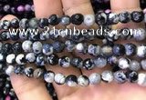 CAA2907 15 inches 6mm faceted round fire crackle agate beads wholesale