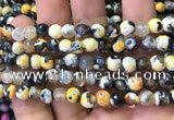 CAA2909 15 inches 6mm faceted round fire crackle agate beads wholesale