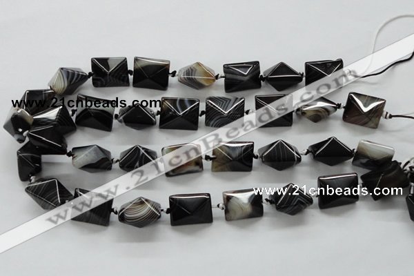 CAA291 15.5 inches 16*16*20mm black line agate gemstone beads