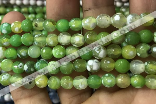 CAA2917 15 inches 6mm faceted round fire crackle agate beads wholesale