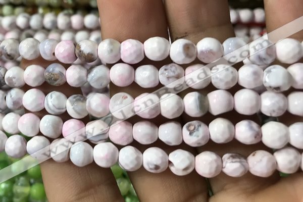 CAA2918 15 inches 6mm faceted round fire crackle agate beads wholesale