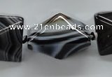 CAA292 15.5 inches 20*20*30mm black line agate gemstone beads