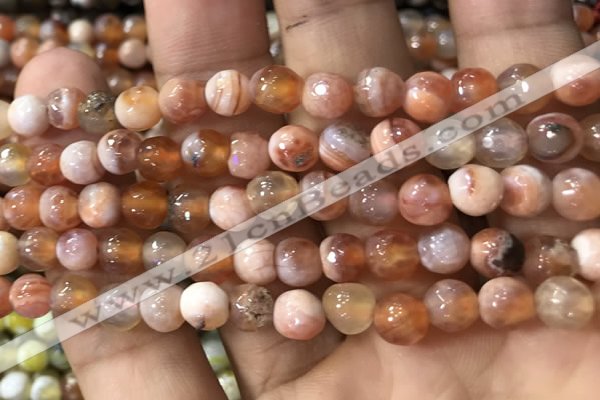 CAA2920 15 inches 6mm faceted round fire crackle agate beads wholesale