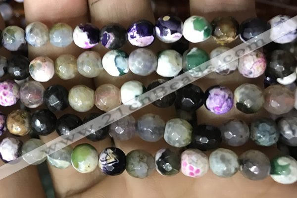 CAA2924 15 inches 6mm faceted round fire crackle agate beads wholesale