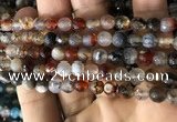 CAA2925 15 inches 6mm faceted round fire crackle agate beads wholesale