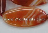 CAA296 15.5 inches 30*60mm oval red line agate gemstone beads