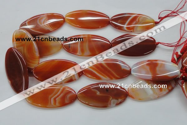 CAA296 15.5 inches 30*60mm oval red line agate gemstone beads