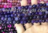 CAA2963 15 inches 8mm faceted round fire crackle agate beads wholesale