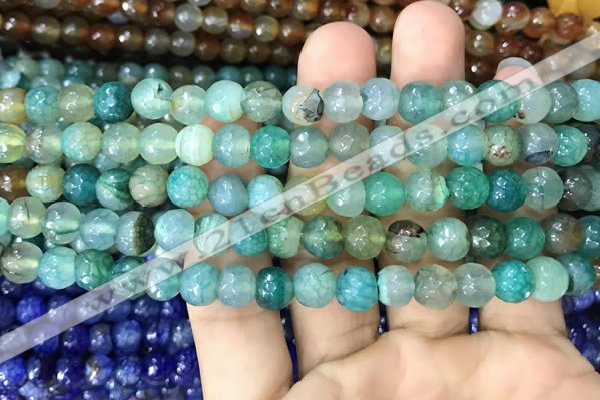 CAA2965 15 inches 8mm faceted round fire crackle agate beads wholesale