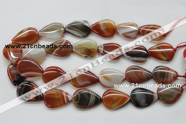 CAA297 15.5 inches 24*30mm flat teardrop red line agate beads