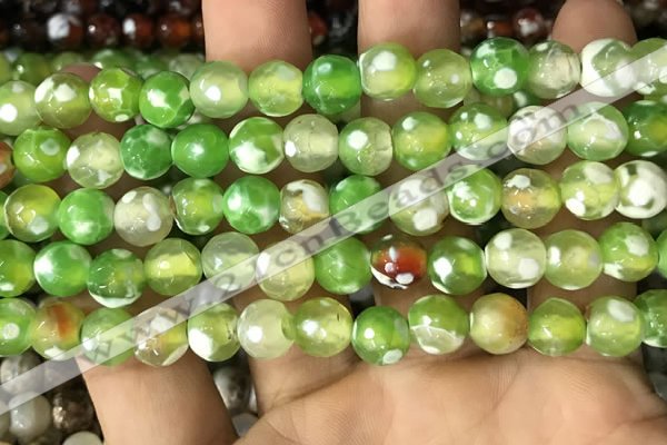 CAA2977 15 inches 8mm faceted round fire crackle agate beads wholesale