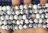 CAA2979 15 inches 8mm faceted round fire crackle agate beads wholesale