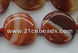 CAA298 15.5 inches 25mm flat round red line agate gemstone beads