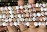 CAA2981 15 inches 8mm faceted round fire crackle agate beads wholesale