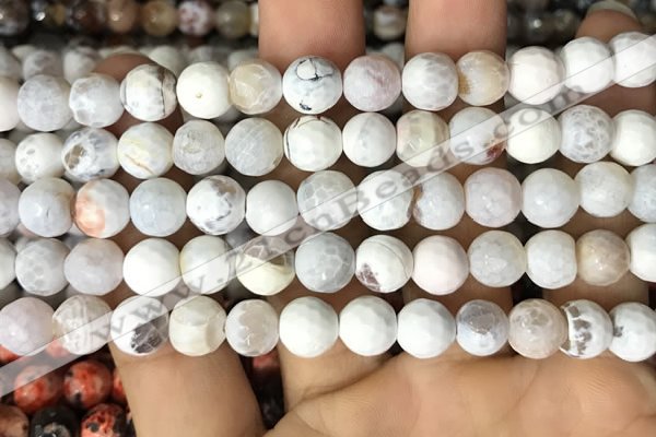 CAA2984 15 inches 8mm faceted round fire crackle agate beads wholesale