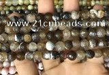 CAA2987 15 inches 8mm faceted round fire crackle agate beads wholesale