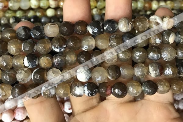 CAA2987 15 inches 8mm faceted round fire crackle agate beads wholesale