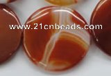 CAA299 15.5 inches 35mm flat round red line agate gemstone beads