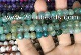 CAA2999 15 inches 8mm faceted round fire crackle agate beads wholesale