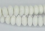 CAA30 15.5 inches 6*12mm rondelle white agate gemstone beads