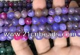 CAA3003 15 inches 8mm faceted round fire crackle agate beads wholesale