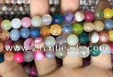 CAA3004 15 inches 8mm faceted round fire crackle agate beads wholesale