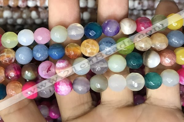 CAA3004 15 inches 8mm faceted round fire crackle agate beads wholesale