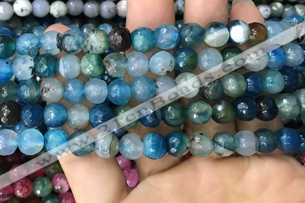 CAA3008 15 inches 8mm faceted round fire crackle agate beads wholesale