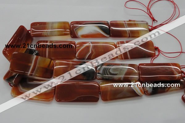 CAA301 15.5 inches 25*50mm rectangle red line agate gemstone beads