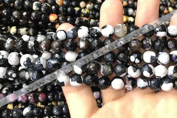 CAA3012 15 inches 8mm faceted round fire crackle agate beads wholesale