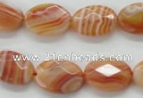 CAA302 15.5 inches 13*18mm faceted oval red line agate beads