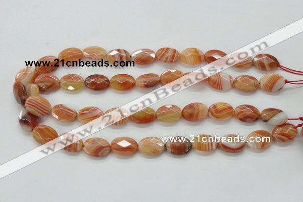 CAA302 15.5 inches 13*18mm faceted oval red line agate beads