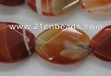 CAA303 15.5 inches 18*25mm faceted oval red line agate beads