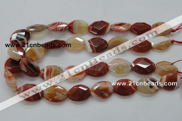 CAA303 15.5 inches 18*25mm faceted oval red line agate beads