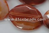 CAA304 15.5 inches 28*40mm faceted oval red line agate beads