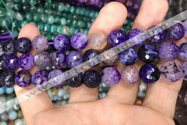 CAA3041 15 inches 10mm faceted round fire crackle agate beads wholesale