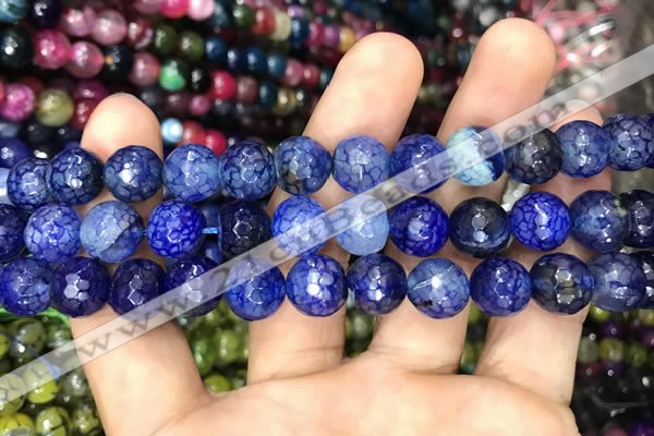 CAA3045 15 inches 10mm faceted round fire crackle agate beads wholesale