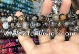 CAA3050 15 inches 10mm faceted round fire crackle agate beads wholesale