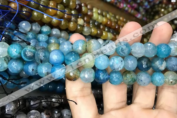 CAA3052 15 inches 10mm faceted round fire crackle agate beads wholesale