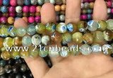 CAA3062 15 inches 10mm faceted round fire crackle agate beads wholesale