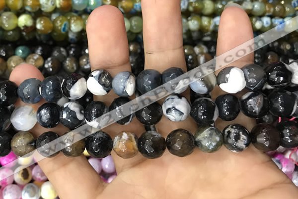 CAA3063 15 inches 10mm faceted round fire crackle agate beads wholesale