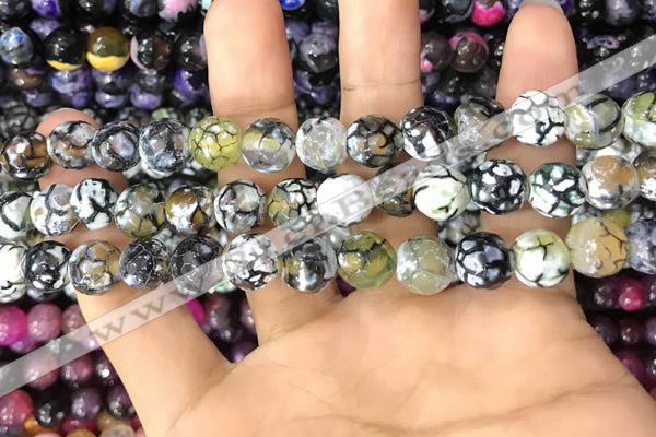 CAA3066 15 inches 10mm faceted round fire crackle agate beads wholesale