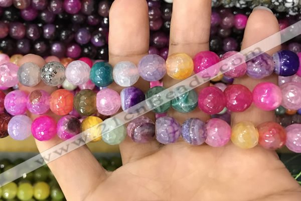 CAA3070 15 inches 10mm faceted round fire crackle agate beads wholesale