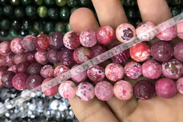 CAA3076 15 inches 10mm faceted round fire crackle agate beads wholesale