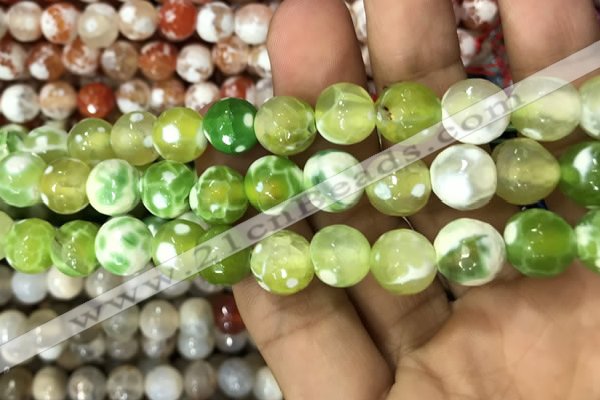 CAA3079 15 inches 10mm faceted round fire crackle agate beads wholesale